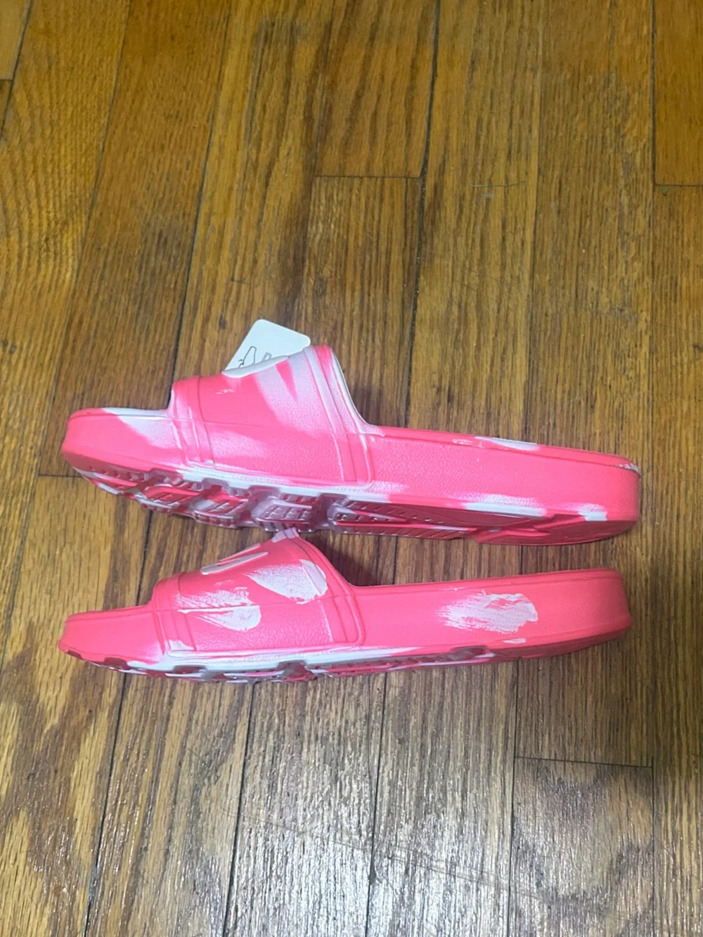 Fila Kids Pink Tie-Dye Logo‎ Slide Sandals Cushioned Footbed Size 3 New